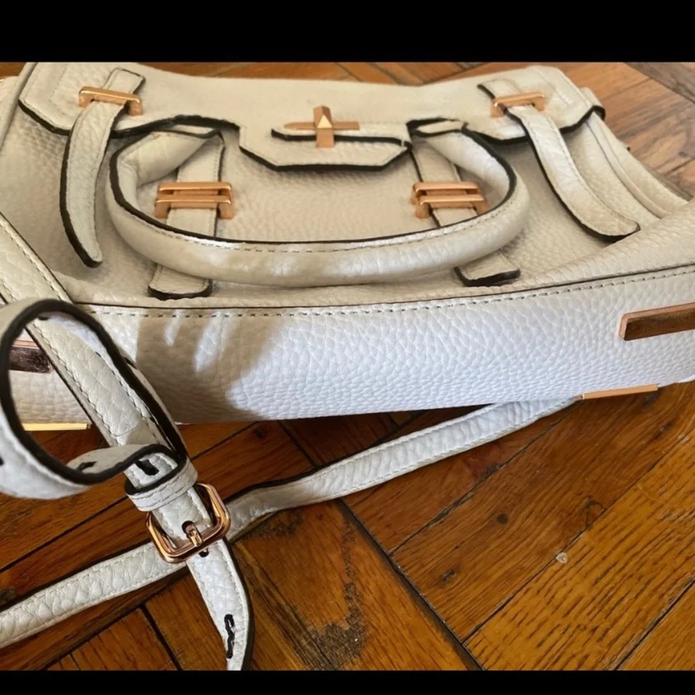 REBECCA MINKOFF WHITE ROSE GOLD KELLY-STYLE  CROSSBODY PEBBLED LEATHER Bag GORG - Picture 7 of 8